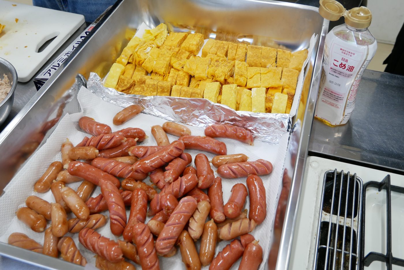 できあがった卵焼きとウインナー